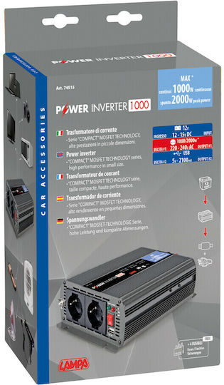 Lampa Invertor Auto 1000W pentru Convertirea 12V DC în 220V AC