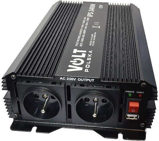 Volt Polska Inverter Αυτοκινήτου Τροποποιημένου Ημιτόνου 3400W για Μετατροπή 12V DC σε 230V AC