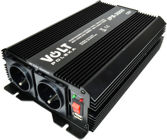 Volt Polska Inverter Αυτοκινήτου Τροποποιημένου Ημιτόνου 3400W για Μετατροπή 12V DC σε 230V AC