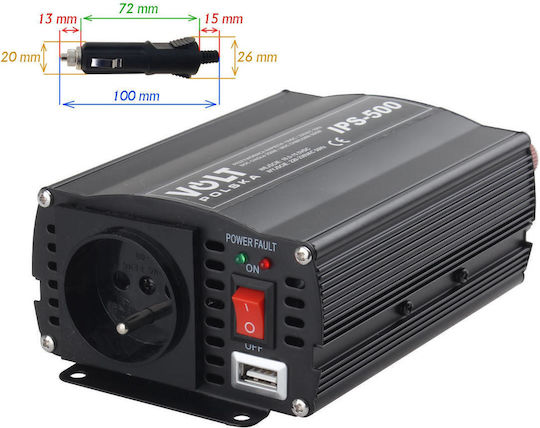Volt Polska IPS-500 Car Inverter Modified Sinewave 500W for 12V DC