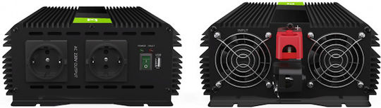 Green Cell Инвертор за кола Модифицирана синусоидална вълна 3000W за преобразуване на 12V DC в 230V AC с 1xUSB