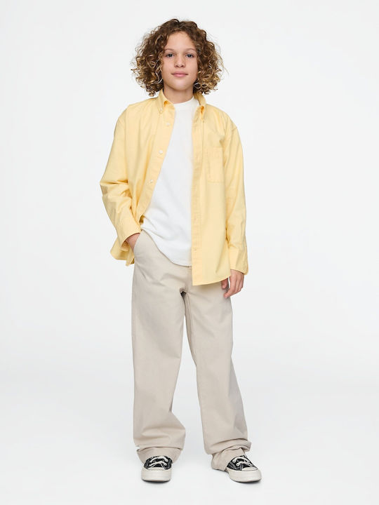 Kids Shirt Long Sleeve pale banana yellow Oxford