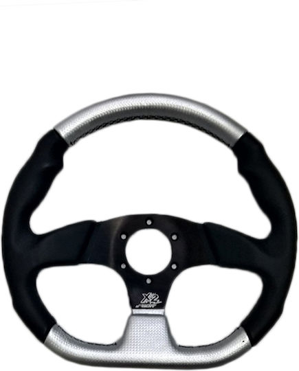 Simoni Racing Autolenkrad Χ2 33 Leder Drei-Speichen Silber/Schwarz