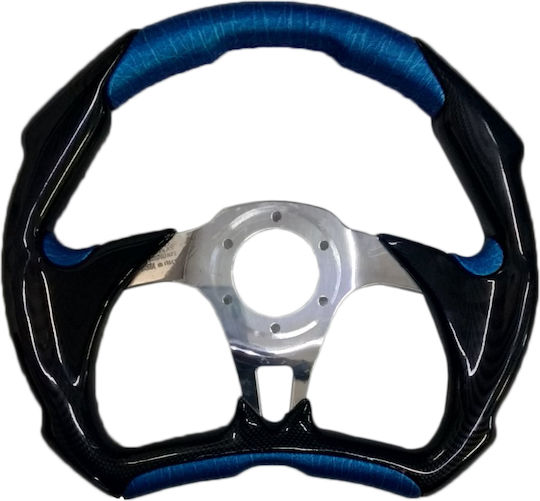 Simoni Racing Τιμόνι Αυτοκινήτου Χ5 Carbon Τριάκτινο Μπλε/Μαύρο