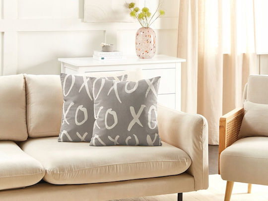 Set 2 Cotton Cushions Gray Telopea 45 x 45 Cm Lumarko