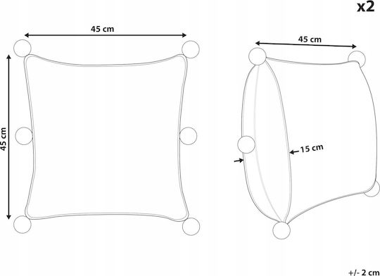 Set 2 Baumwoll-Zierkissen Grau Ocotea 45 X 45 Cm Lumarko