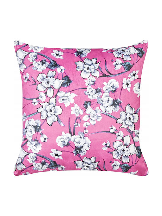 Set 2 Velvet Embroidered Cushions Fuchsia Koeleria 45 X 45 Cm Lumarko