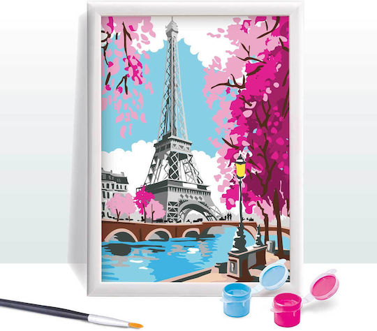 HappiHobbi Ζωγραφική Paint & Frame Paint By Numbers Spring Paris για Παιδιά 12+ Ετών