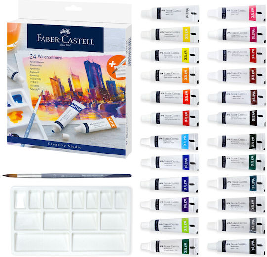 Faber-Castell Creative Studio Set of Watercolours Multicolored with Brush 9ml 24pcs