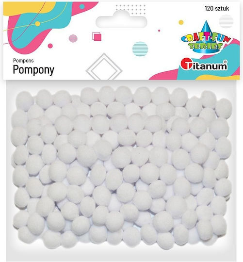 Titanum Pom Pom Handwerk Weiß mit Durchmesser 10mm Set 120Stück