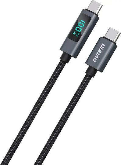 Dudao LED USB 2.0 Cable USB-C male - USB-C 100W PD Μαύρο 1m 304004-185908