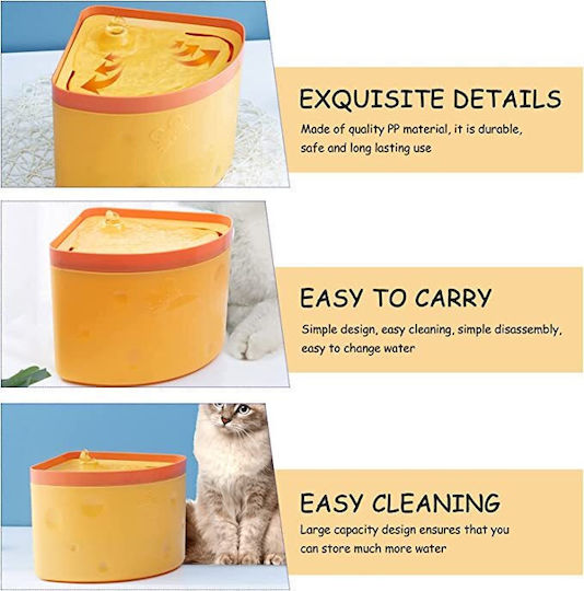 Haustiere Automatisch Wasserspender / Brunnen aus Propylen für Hund & Katze 2.5lt in Orange Farbe