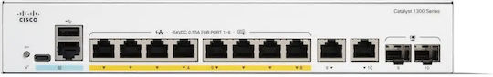 Cisco Catalyst C1300-8P-E-2G Managed L2 PoE+ Switch with 8 Gigabit (1Gbps) Ethernet Ports and 2 SFP Ports