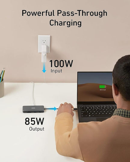 Anker USB-C Docking Station with HDMI 4K PD Ethernet Gray (A83830A2)