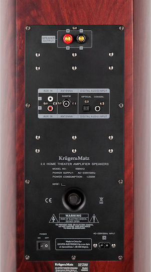 Kruger & Matz Km0532 Αυτοενισχυόμενα Ηχεία με Bluetooth 200W (Ζεύγος) Καφέ