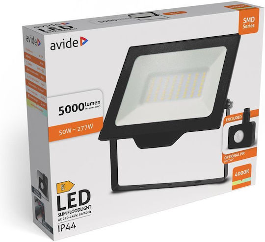Avide Αδιάβροχος LED Προβολέας 50W Неутрално бяло 4000К IP44