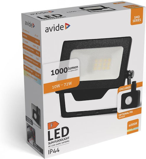 Avide Στεγανός Προβολέας LED 10W Φυσικό Λευκό 4000K IP44