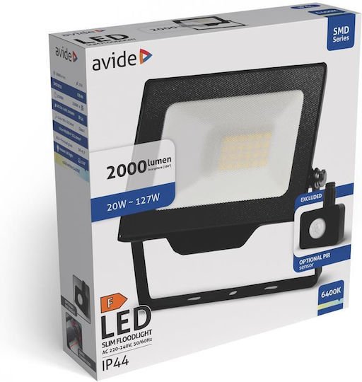 Avide Rezistent la apă Proiector LED 20W Alb Rece 6400K IP44
