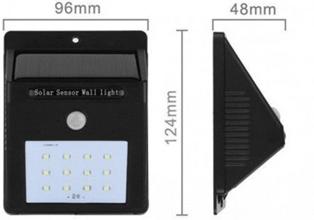 ACP Wall Mounted Solar Light 3W 80lm Cold White with Motion Sensor and Photocell IP65 9.6cmx12.4cmx4.8cmcm