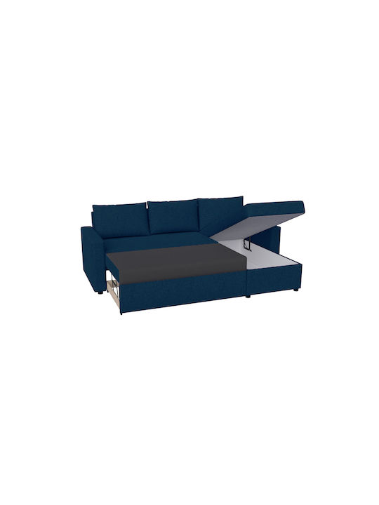 Concept Colțar Canapea Pat cu Unghi Reversibil și Spațiu de Depozitare Albastru 218x153x80 cm