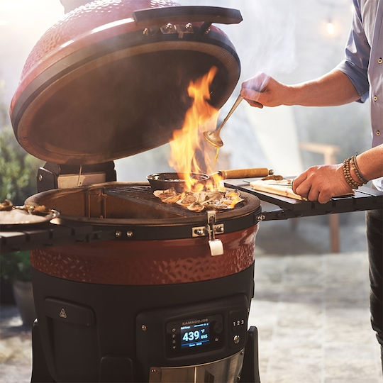 Kamado Joe Konnected Joe Керамично Скара на дървени въглища Камадо с Капак и Пушилня