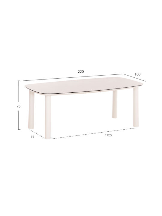 Dosun Tisch Speisesaal Cream 220x100x75cm