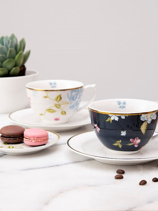 Laura Ashley Pinstripe Heritage Cup Cappuccino Porcelain Cobblestone 260ml