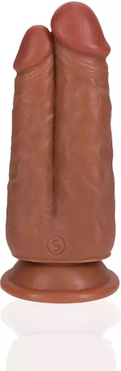 Shots Dildo Doppelter Dildo mit Hoden und Saugnapf Braune 15.2cm