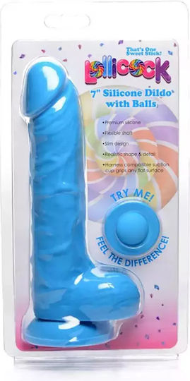 Curve Toys Glass Dildo with Scrotum Light Blue 18cm