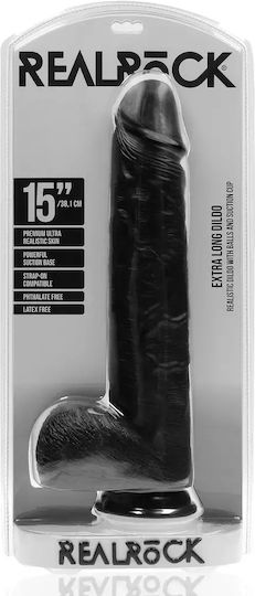 Shots Ρεαλιστικό Dildo με Όρχεις και Βεντούζα Μαύρο 38cm