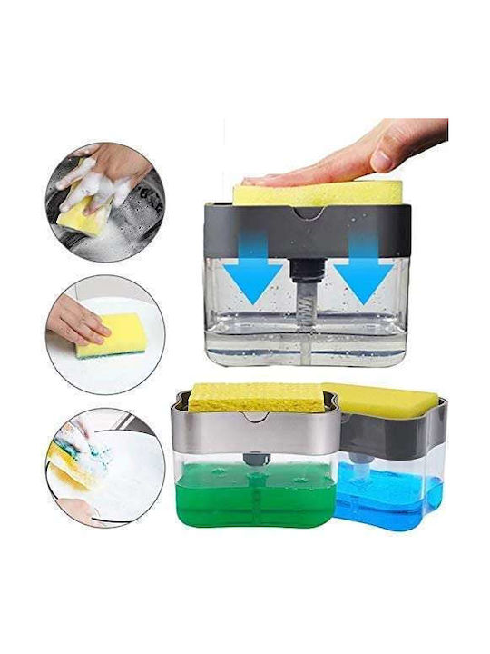 ACP Dispenser Κουζίνας Πλαστικό με Αυτόματο Διανομέα & Θήκη για Σφουγγάρι Διάφανο 385ml