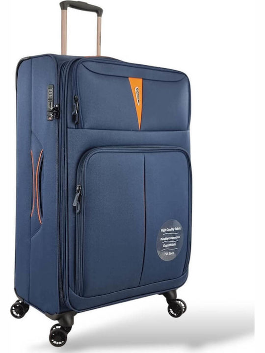 Diplomat Large The Venice Collection Μεγάλη Βαλίτσα Ταξιδίου Υφασμάτινη Μπλε με 4 Ρόδες Ύψους 79εκ.
