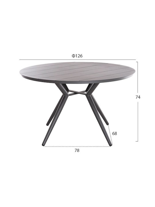 Tisch Stabil Higer Gray 126x126x75cm