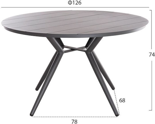 Masa pentru spații exterioare Aluminiu Higer Gri 126x126x75buc