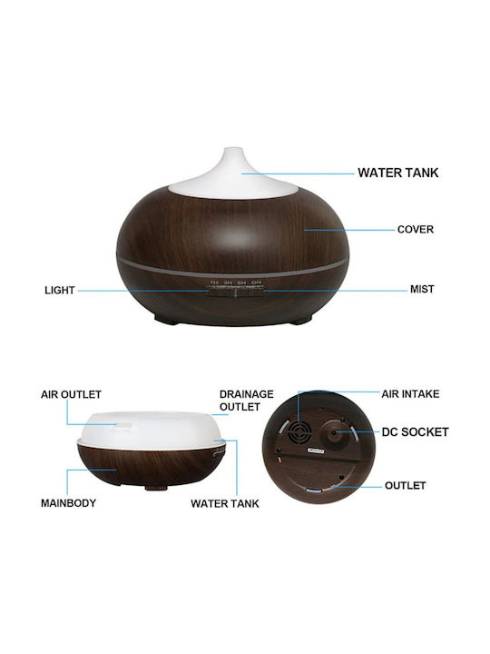 ACP Lumini LED Dispozitiv de aromaterapie Ultrasonic cu telecomandă Maro 400ml 2050077