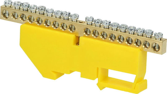 Pe Terminal Strip Th35 Rail 18 Wires Yellow