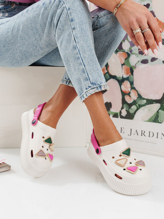 White Clogs Geometric Chic White Clogs Geometric Chic
