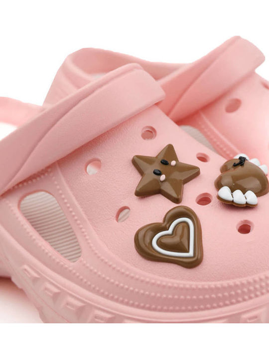 Rosa Clogs mit zweifarbiger Sohle