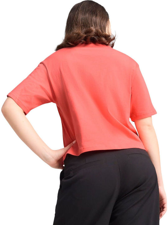 Logo Damen Sport Bluse Kurzärmelig Koralle