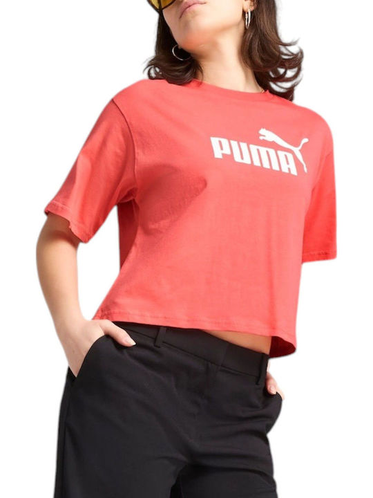Logo Damen Sport Bluse Kurzärmelig Koralle
