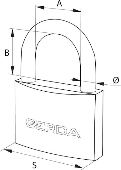 Gerda Ατσάλινο Λουκέτο Πέταλο με Κλειδί 40mm Μαύρο