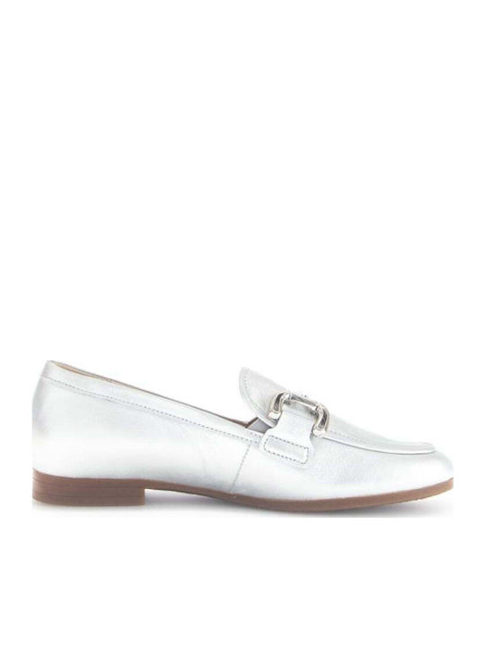 Δερμάτινα Γυναικεία Loafers σε Ασημί Χρώμα