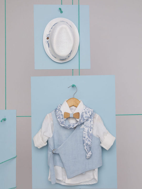Baptism Suit for Boy Adonis White-Sky Blue 1706 Bambolino Bmb-1706