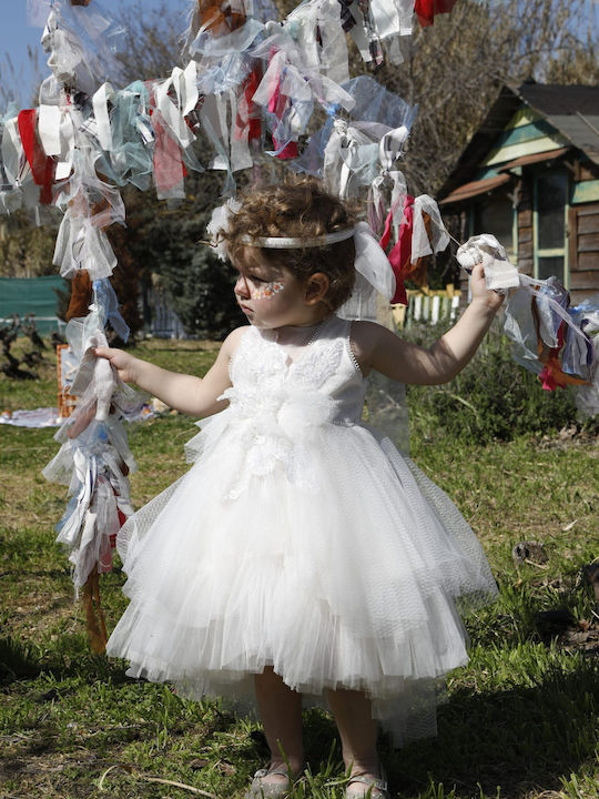 Bambolino Vanessa Ecru Baptism Dress Made of Tulle