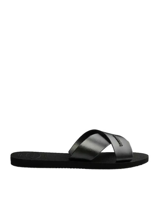 Aqua Metallic Slides In Black Colour