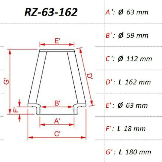Dna Rz Serie 63mm Einlass 180mm Länge Luftfilter Durchmesser Ansaugung 63mm Luftstrom 5.250ltr/min Fahrzeuge Bis Zu 200hp Dna Filter Rz-63-162