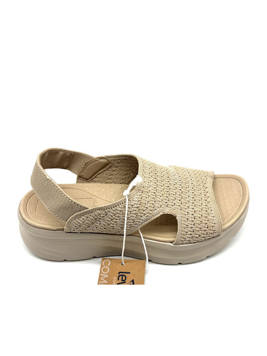 Flache Sandalen für Damen Anatomisch in Beige Farbe