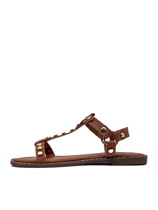 Flache Sandalen für Damen in Braun Farbe