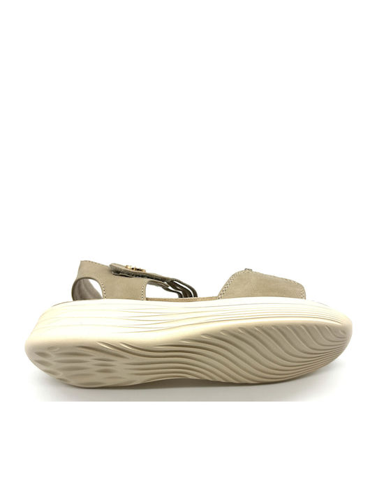 Flache Sandalen für Damen Anatomisch in Beige Farbe