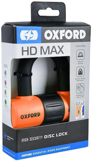 Oxford HD Max Motorcycle Disc Brake Lock in Orange